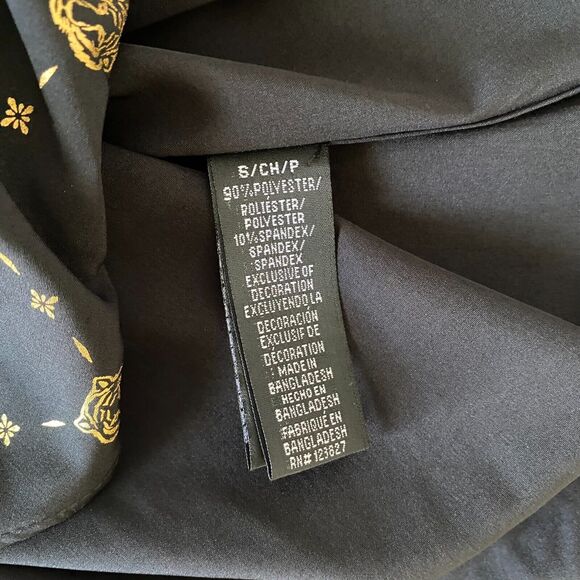 DRILL CLOTHING co. Button Down Shirt Mens Sz Small Black & Gold Short Sleeve - Picture 10 of 11